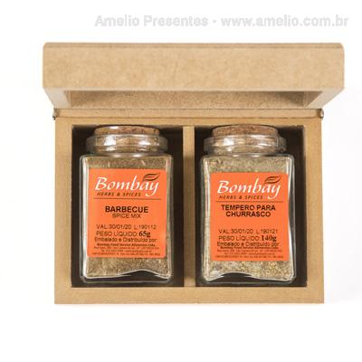 Kit 2 Potes Bombay na caixa de MDF