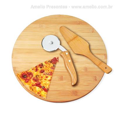 Kit Pizza 3 peças em bambu
