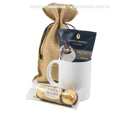 Kit Café com Caneca e Chocolate no saquinho