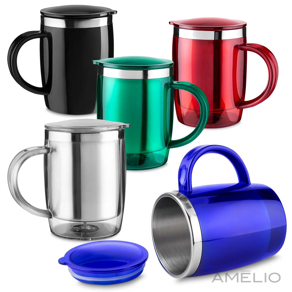 Caneca de plástico com inox 400ml