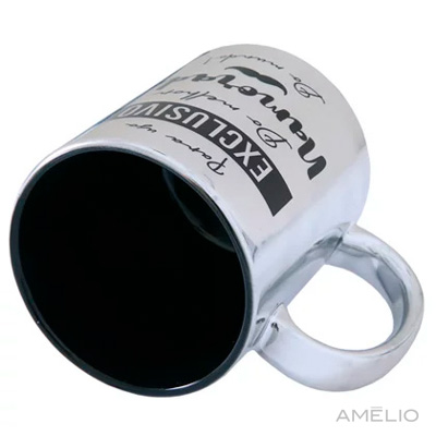 Caneca cerâmica metalizada 325ml