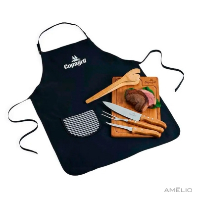 Kit Churrasco 6 peças c/ tábua - Bambu