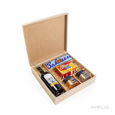 Kit vinho com aperitivos e biscoito