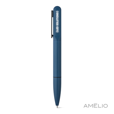 Caneta em alumínio reciclado com iluminação no clipe