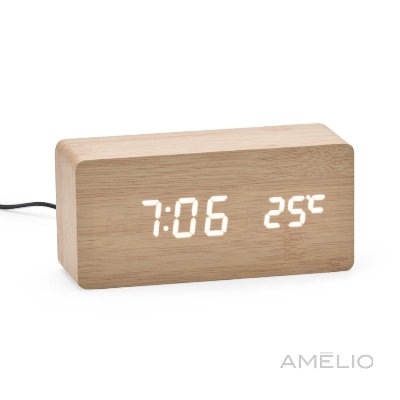 Relógio Despertador de madeira