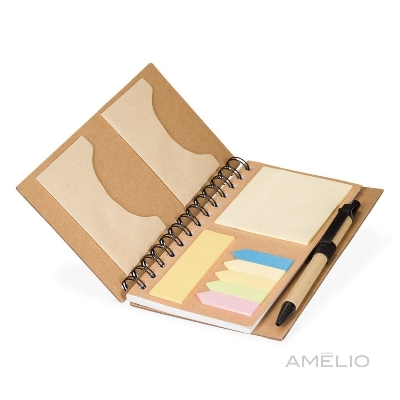 Caderno ecológico com autoadesivos e caneta