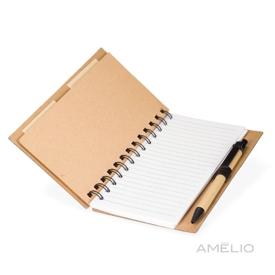 Caderno ecológico com autoadesivos e caneta
