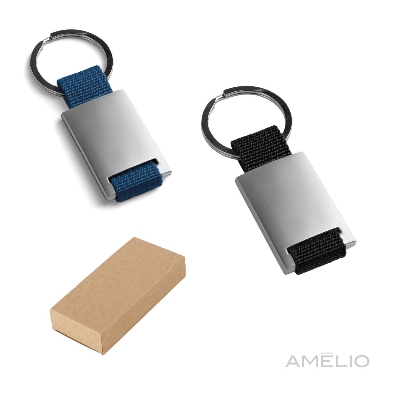 Chaveiro em metal e em webbing