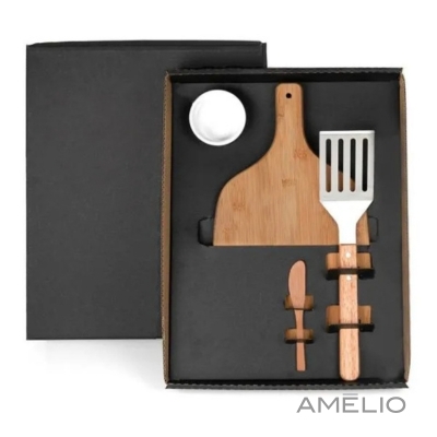 Kit para Hamburguer com espátula - 4 pçs